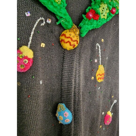 Size Small Berek Christmas Wreath Neck Vest Ornament Buttons Sequins Ugly... - Picture 5 of 7